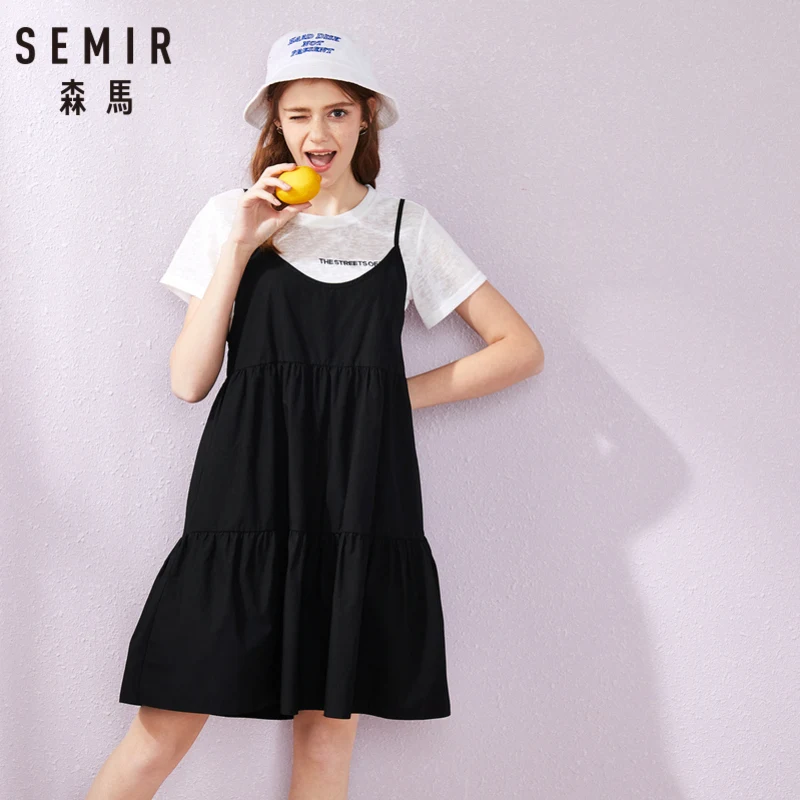 SEMIR платье лето 2019 новинка двухкомпонентное на бретелях вышивка сказочные