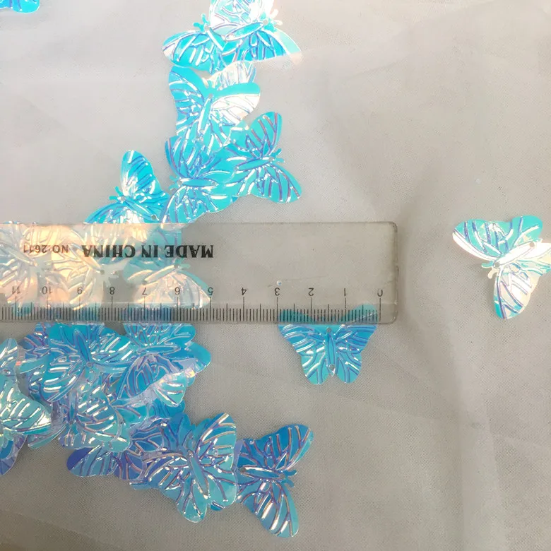 Beautiful Shining Butterfly Sequins Rainbow Blue Lifelike Decoration Materials Accessories For Wedding Dress | Дом и сад
