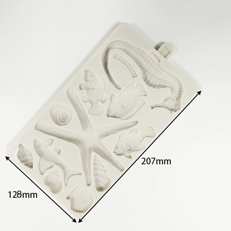 sea horse 3D Sea Horse Shell Starfish Silicone Molds Fondant Chocolate Mold DIY Party Cake Decorating Tools Cupcake Candy Clay Mould - Цвет: sea horse