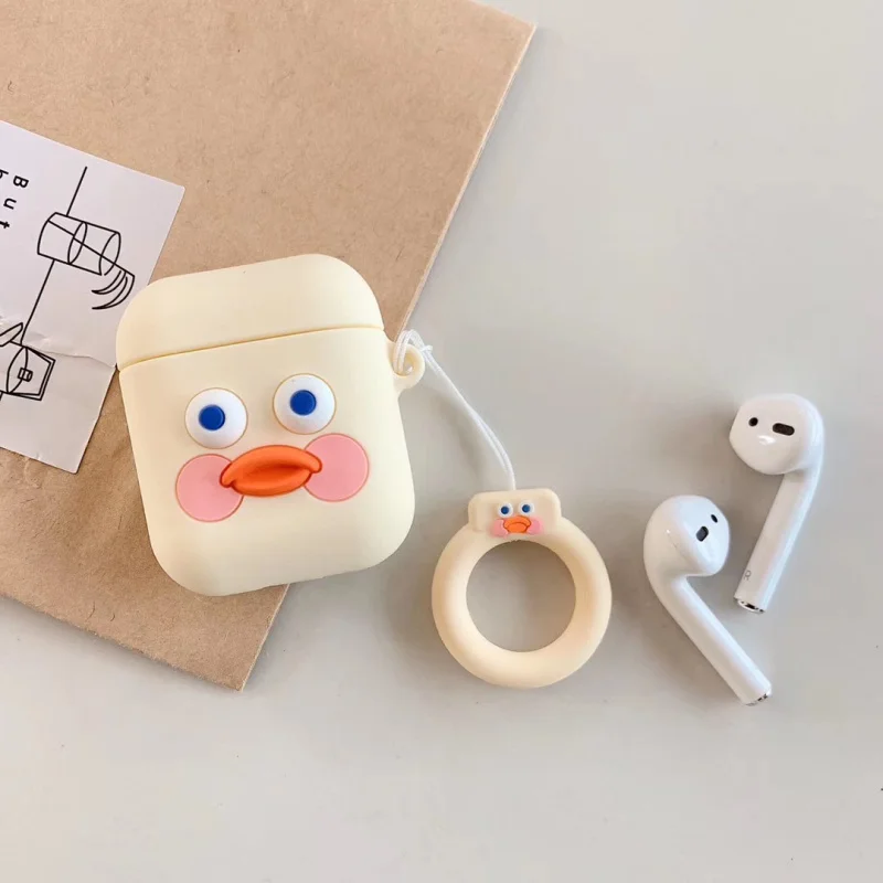 Для AirPods чехол 3D Милые Мультяшные аксессуары чехол для наушников s для Apple Airpods 2 Защитная крышка с кольцом на палец подвесное украшение