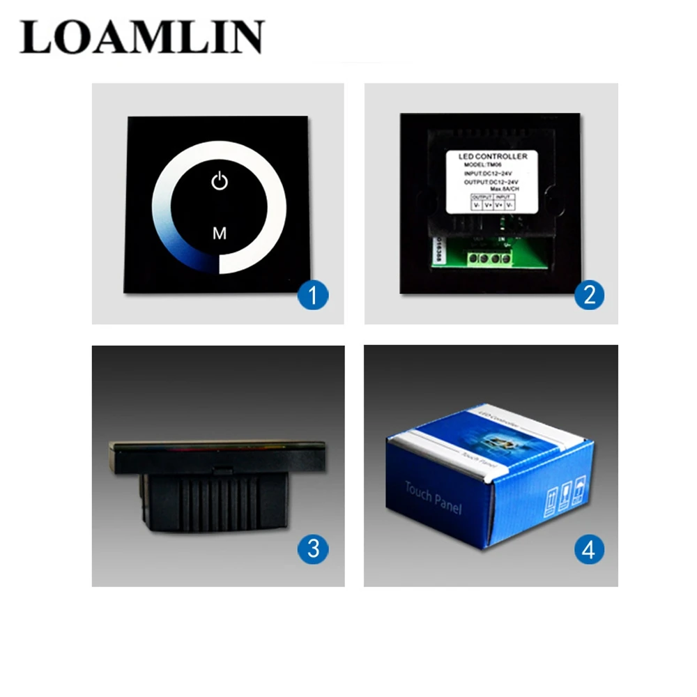 

LED Touch Panel Controller DC12V-24V Monochrome Dimmer For Cold/Warm White 5050 3528 LED Strip