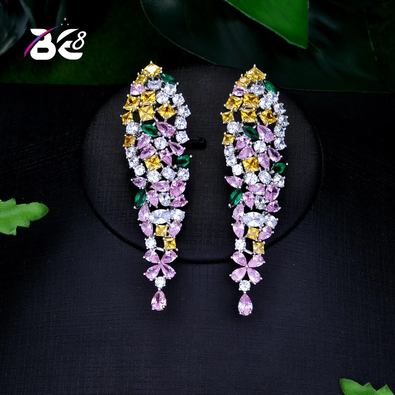 

Женские серьги-подвески с фианитами, E735, 8 цветов
