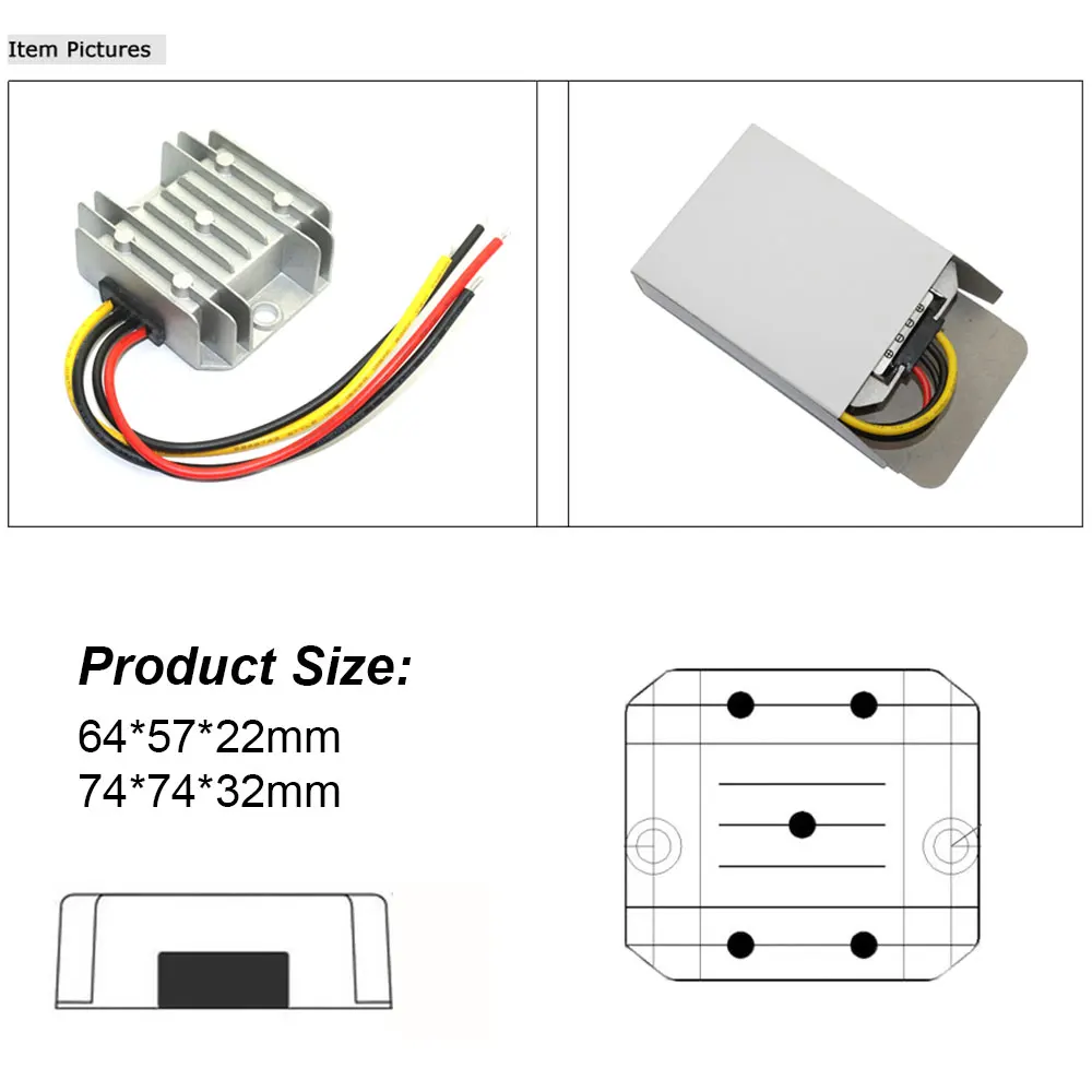 Vehemo Cars Step Down Adapter Converter Power Voltage Regulation DC for Module Waterproof Regulator | Автомобили и мотоциклы