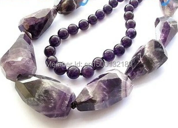Xd j00228 10 мм круглый и граненные барокко аметист ожерелье 28 &quot|necklace women|necklace