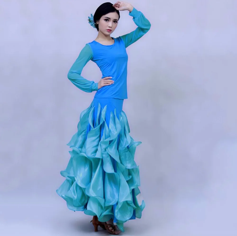 Free Shipping 2018 Lady Ballroom Dancing Skirt More Size Pretty Glossary Fortrajes De Flamenca Female Fluorescent Clothing 5079 |