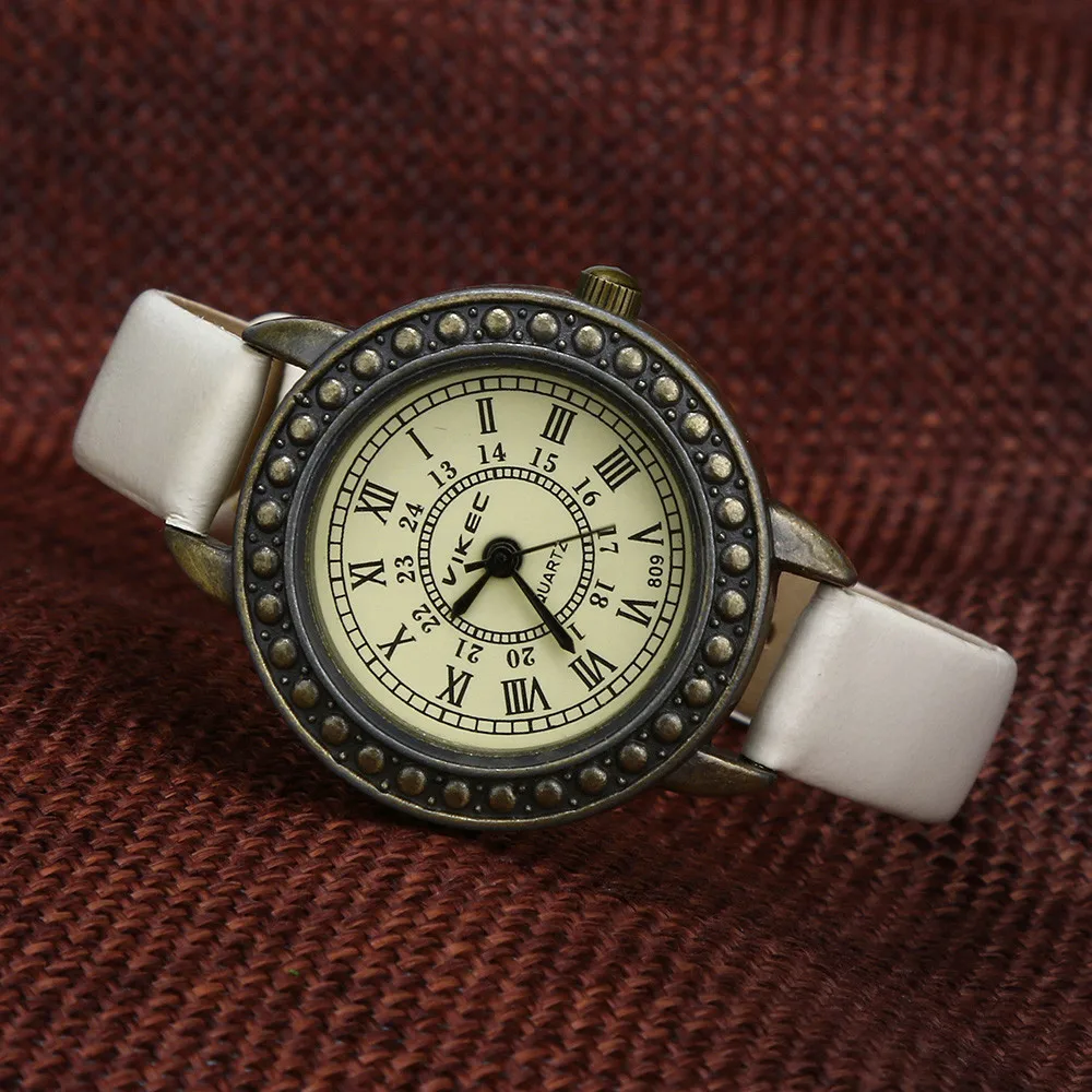 Women Retro Literary Fine Watches Ladies Vintage Roman Numerals Dial Leather Quartz Wristwatches Bracelet Clock Bayan Kol Saati