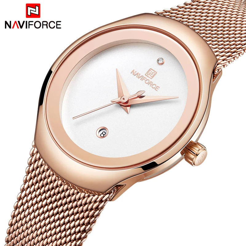 Часы NAVIFORCE женские кварцевые модные водонепроницаемые простые наручные из