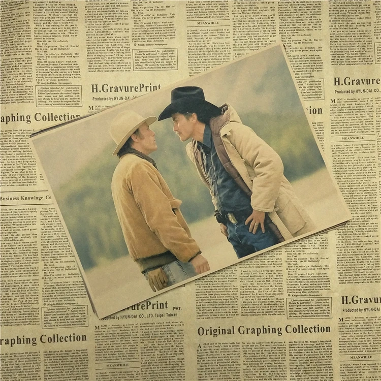 Постер из крафт бумаги Brokeback с изображением гор классического фильма бара кафе
