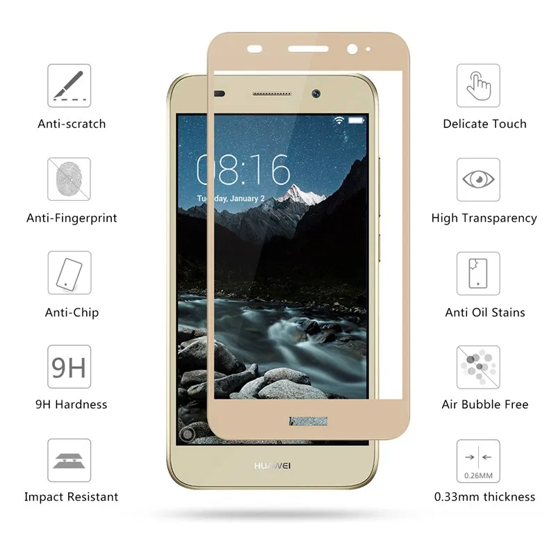 Y3 2017 CRO U00 9H полное покрытие закаленное стекло для Huawei L22 L02 L03 L23 Y5 lite Защитная