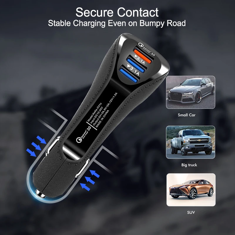 Зарядное устройство с 3 USB портами 0 А автомобильное зарядное для быстрой зарядки