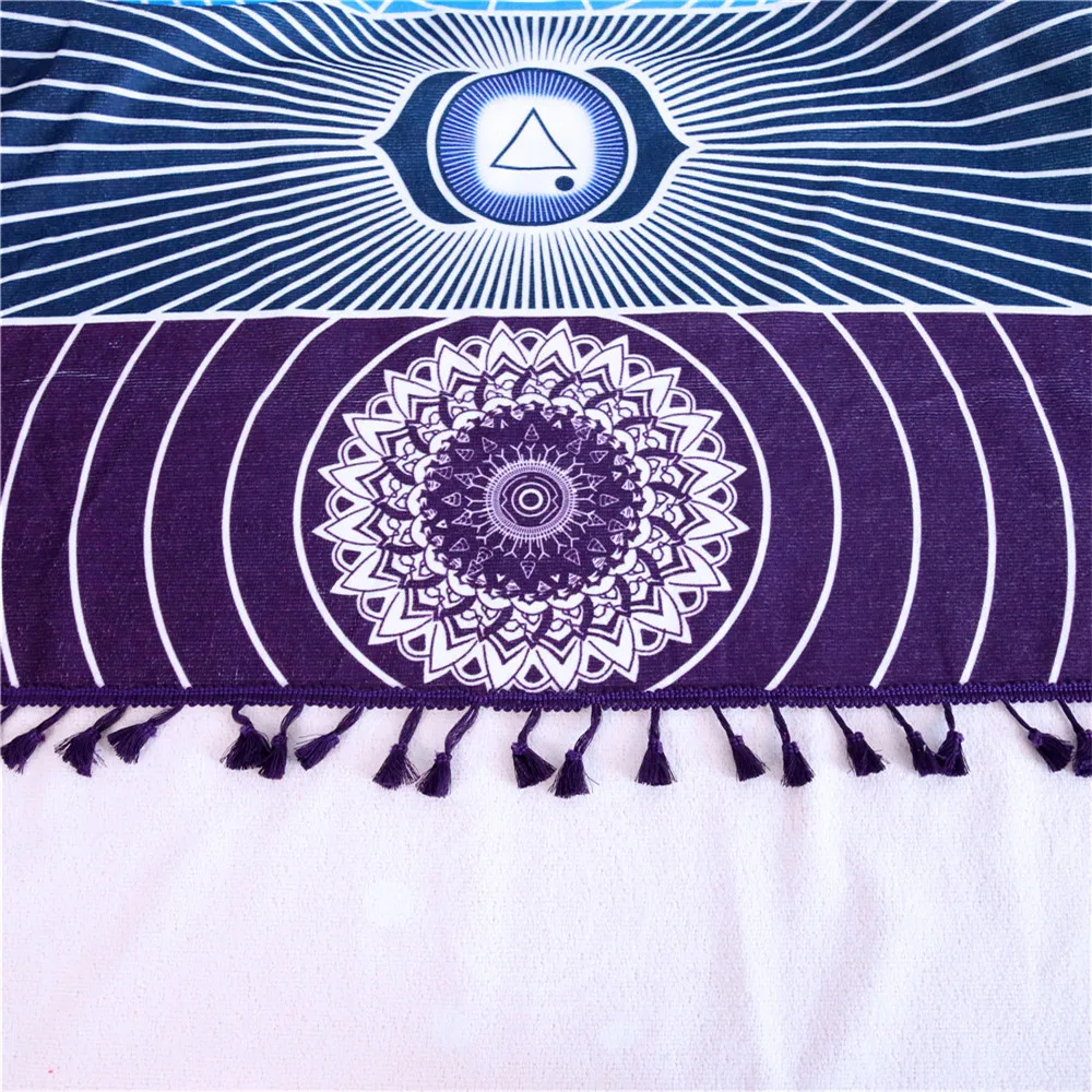 Пляжное полотенце гобелен радуга 7 чакр в полоску летняя настенная мандала