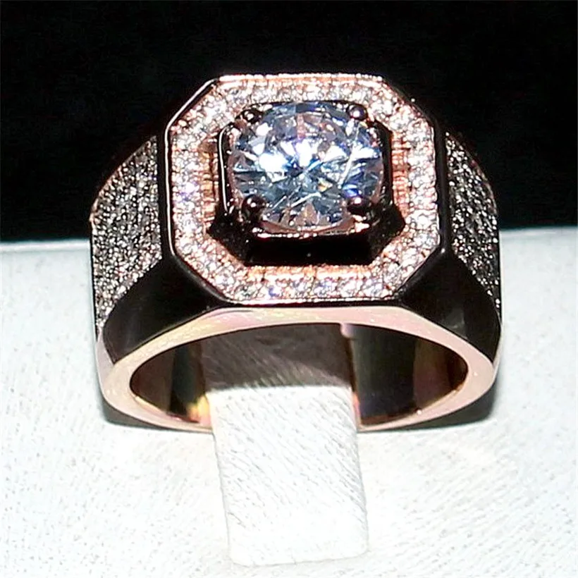 Choucong, ювелирное изделие, мужские 925 пробы, серебро и розовое золото, 1.5ct, Диамант, паев, cz камень, кольцо, обручальные кольца, для мальчиков, Sz 7-13, подарок