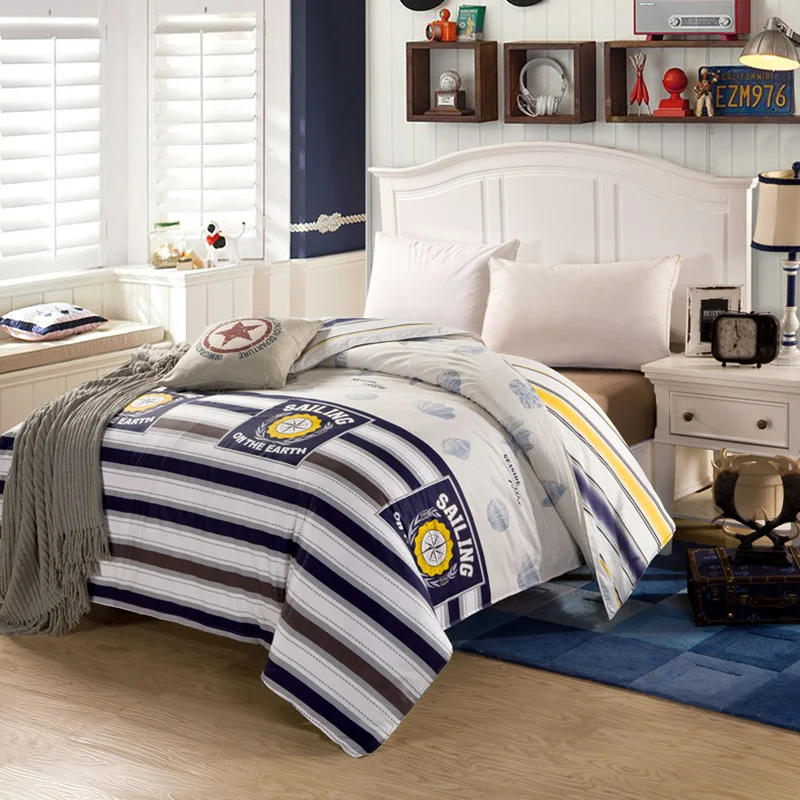 Новый мягкий пододеяльник из 100% хлопка с одним принтом полосатый 1 шт. Комплект