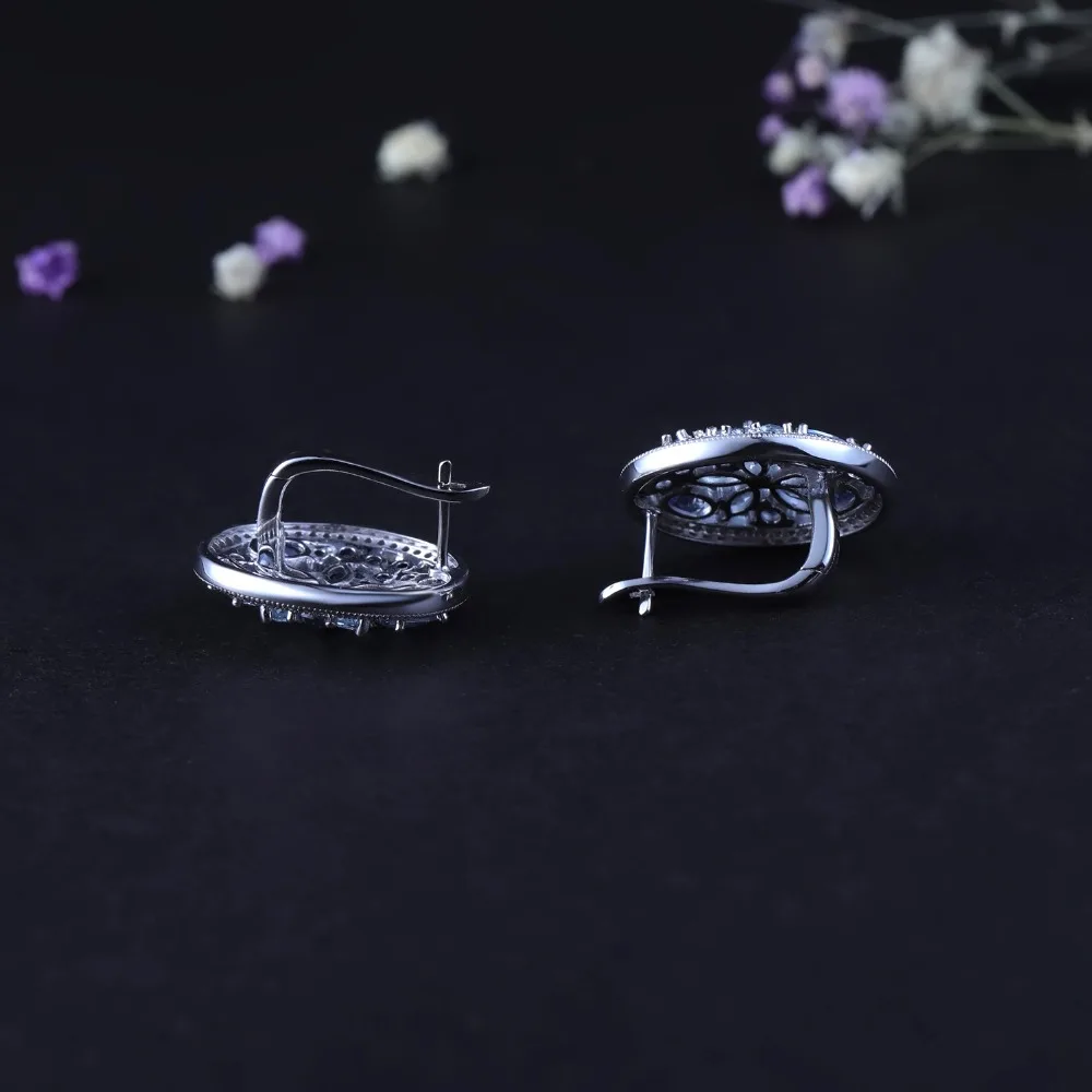 Женские серьги пусеты GEM'S BALLET мистический кварцевый камень Круглый топаз из