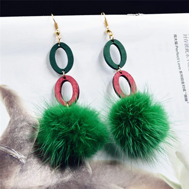 Длинные деревянные круги imixlot современные женские серьги из искусственного меха