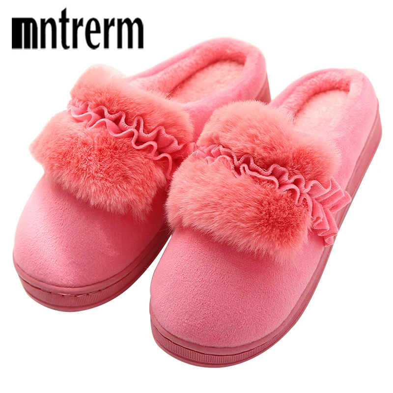 Mntrerm/Женская обувь Плюшевые толстые домашние тапочки Женские зимние теплые Милые