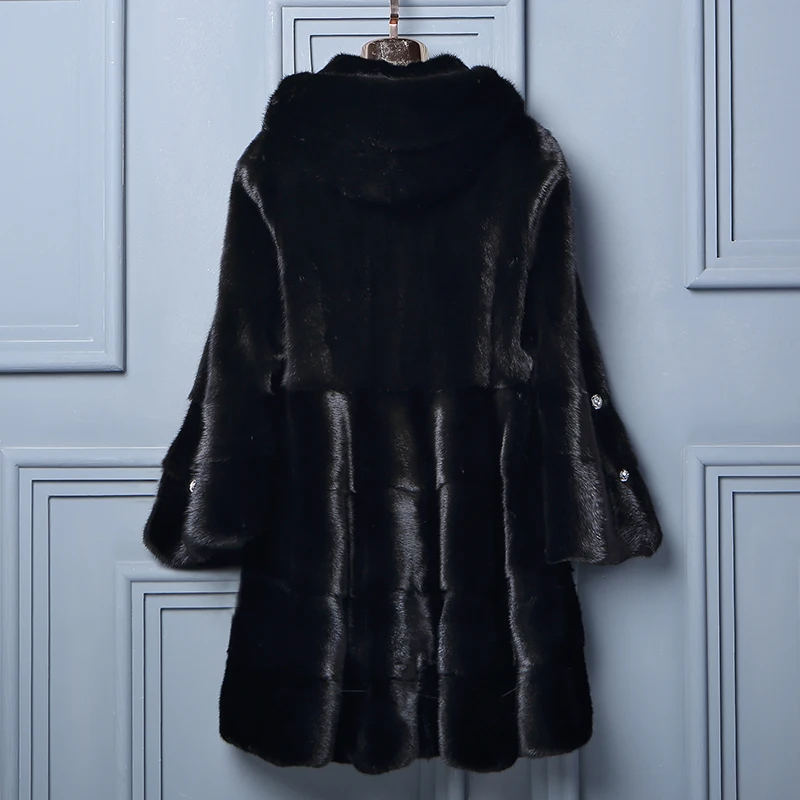 

Winter Women's Mink Fur Jacket Cloak Long Hooded Loose Large Size Hot Sale Fashion Warm Furry Mink Fur Jacket