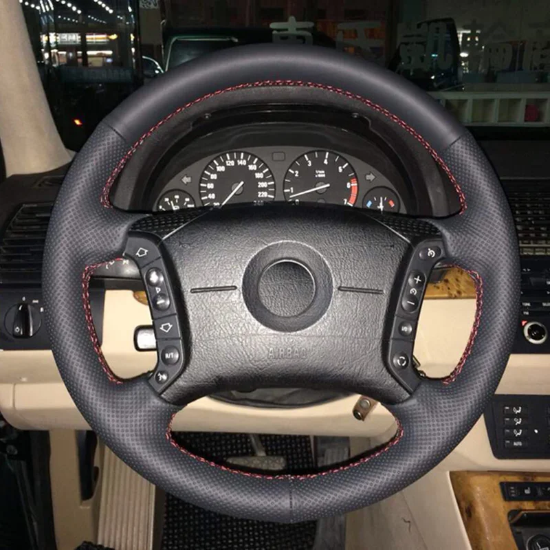 Кожаный чехол на руль для BMW E46 318i 325i E39 E53 X5 верхний слой из коровьей кожи ручная