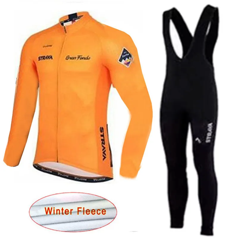 Трикотаж для велоспорта Strava зимний теплый флисовый комплект с длинным рукавом
