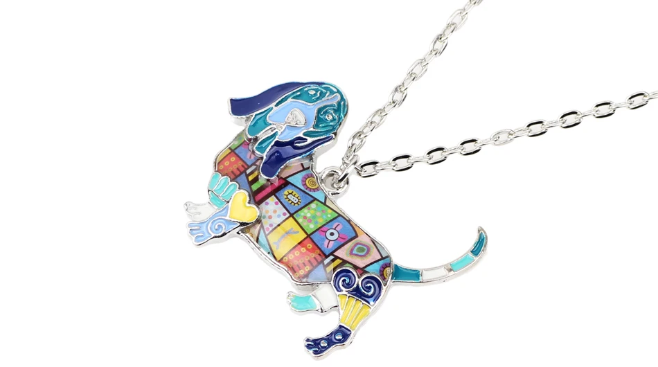 Bonsny эмалированный сплав Basset Hound Подвеска для ожерелья для собак цепь Collier мультфильм животных Ювелирные изделия для женщин девочек любителей домашних животных Прямая поставка