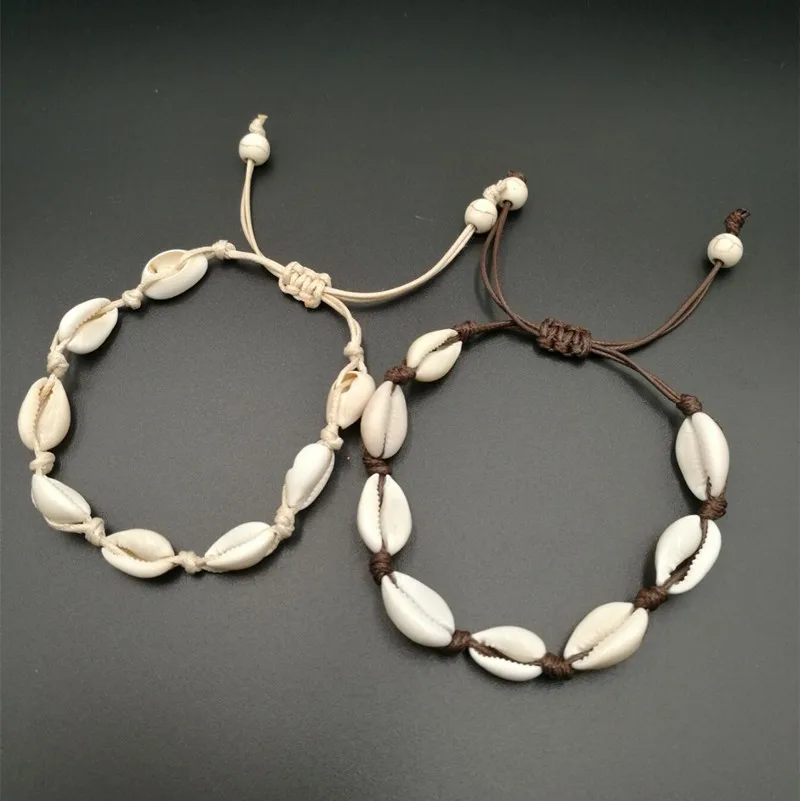 

2019 Boho Sea Shells Charm Bracelets & Bangles Handmade Rope Chain Bracelet Woman Girls Simple Beach Jewelry Best Friend Gift