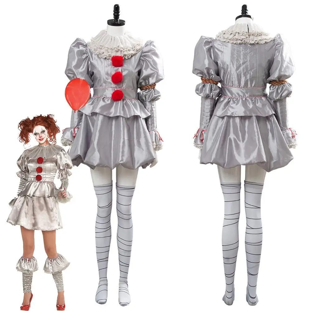 Для взрослых женщин это Стивен Кинг это Pennywise Косплей Костюм Стивен Кинг это клоун карнавальные костюмы на Хэллоуин на заказ