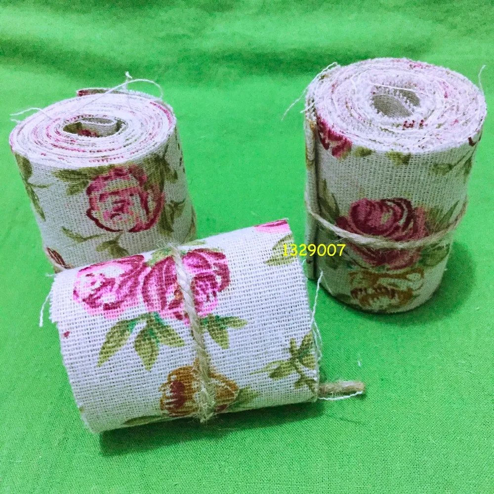 2 Meter 5cm Jute Burlap rolls Hessian Ribbon Rose cloth with Trims Tape Wedding party decor DIY wedding Flower | Дом и сад