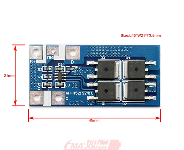 10A 2S10AW007 1 шт. модуль защиты FMA квадратный PCM для 2S 7,2 v 7,4 v Li-Ion Li-Po батарея Зарядка/разрядка контроль 2-15A WHF - Цвет: 10A 2S10AW007