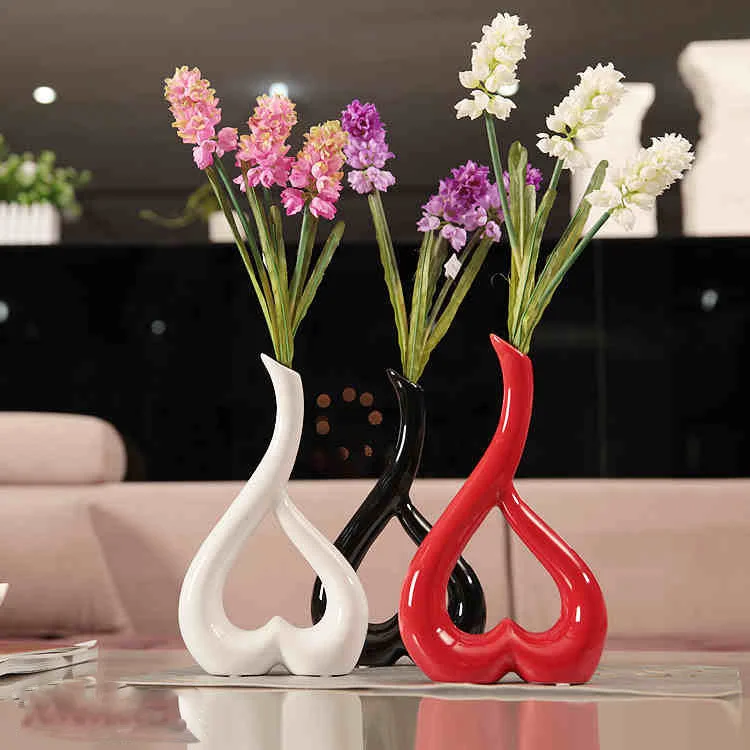 

ceramic heart flowers vase designs home decor crafts room decoration ceramic handicraft porcelain figurines wedding decorations