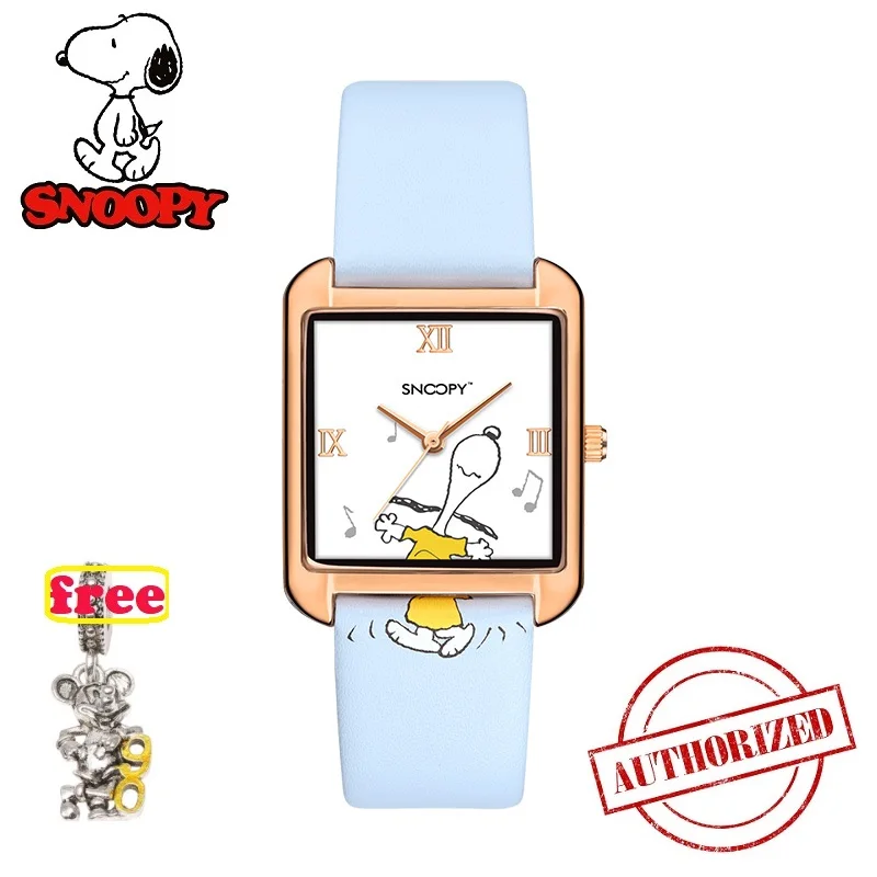blue Оригинальные Лидирующий бренд Snoopy часы женские часы классические мужские часы детские часы квадратные повседневные Модные кварцевые наручные часы snw829 - Цвет: blue