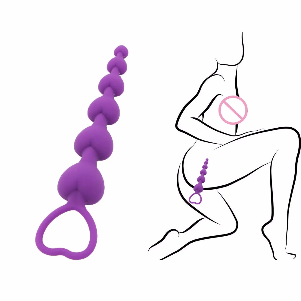 YEMA Ring-pull Heart Shaped Anal Beads Tail Plug Prostata Massage Silicone Butt For Adults Sex Toys for Woman Men Gay | Красота и