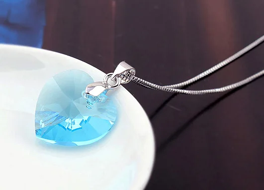 4 Оригинальные кристаллы от Swarovski сердце кулон ожерелье для женщин влюбленных серебряный цвет ожерелье Макси подарок на день Святого Валентина - Окраска металла: 4