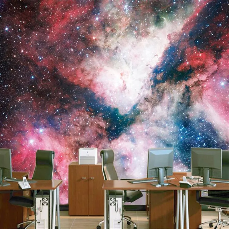 Обои beibehang из серебристой ткани Галактическое космическое небо Зенит 3d