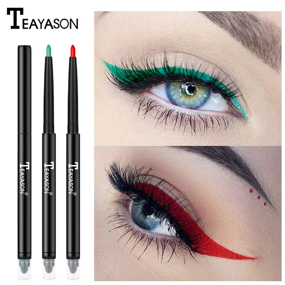 Женский карандаш для глаз с двойной головкой водостойкий цветной косметический