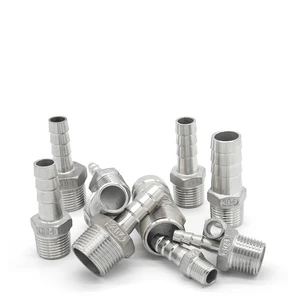 Фитинг BSPT с наружной резьбой 18 дюйма, 14 дюйма, 38 дюйма, 12 дюйма, к 6, 8, 10, 12 мм, газовый, водяной топливный шланг с зазубринами, нержавеющая сталь 304