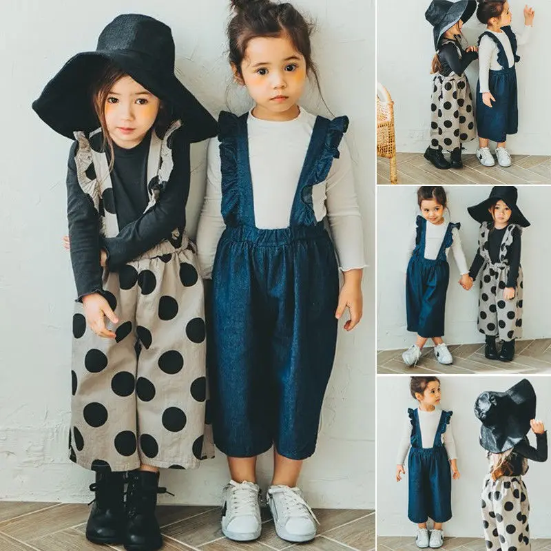 Детский джинсовый комбинезон с оборками 2 цвета | Мать и ребенок