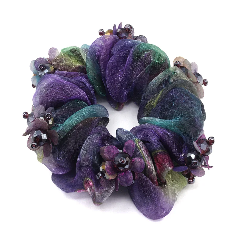 

1piece free shipping Hair Accessories for girl & women Floral hair rope Super Elastic Headbands Crystal ponytail Scrunchie