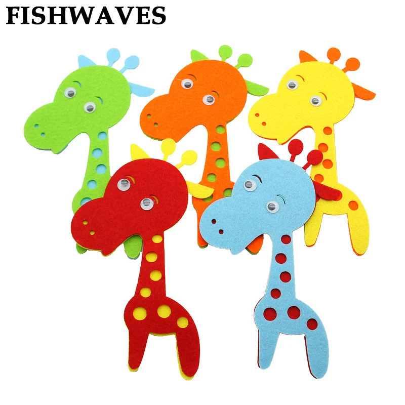 FISHWAVES Горячее предложение 5 шт мультяшный Жираф Войлок из нетканого полотна Войлок детский сад детская комната Декоративные наклейки детские игрушки подарки