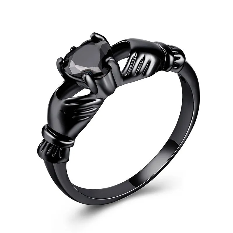 Mostyle любовь сердце дизайн корона рука сердце Клах-дух кладдахские кольца для женщин Рождественский подарок Anel Мода черный золотой цвет Bague