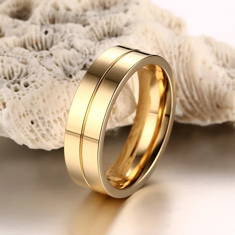 Gold without stone Обручальные кольца золотого цвета, кольца для мужчин и женщин, высокое качество, CZ, обручальное кольцо для пары, кольцо на годовщину, ювелирное изделие, подарок - Цвет основного камня: Gold without stone