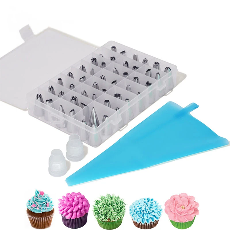 

51Pcs/set Dessert Decorator Silicone Icing Piping Cream Pastry Bag Stainless Steel Nozzle Set DIY Bakeware Cake Decorating Tools