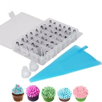51pcsset dessert decorator silicone icing piping cream pastry bag stainless steel nozzle set diy bakeware cake decorating tools