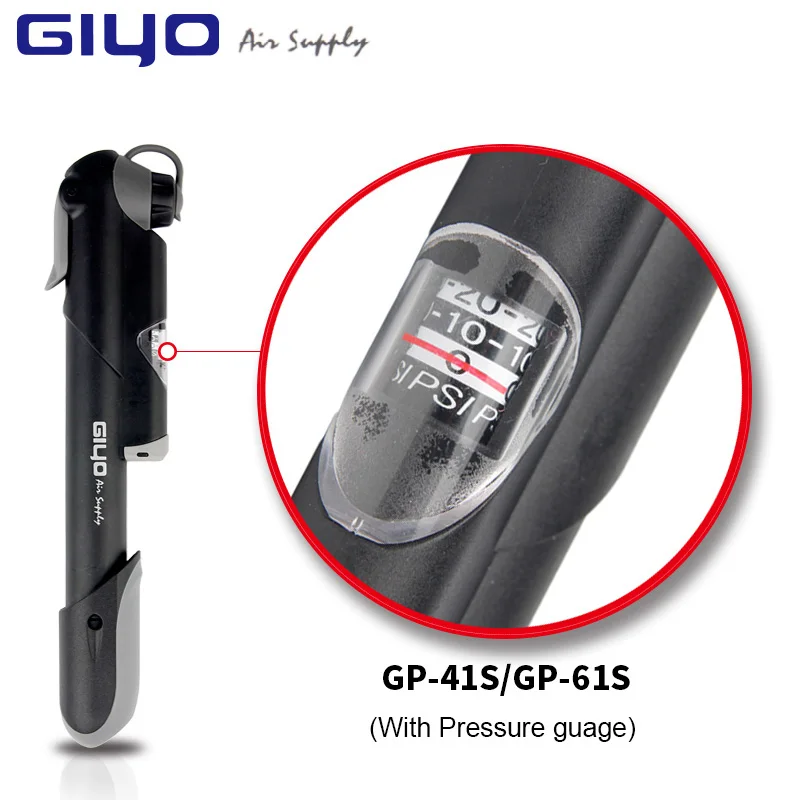 Насос велосипедный GIYO GP 41 61S барометр для горных велосипедов 100psi воздушный мини