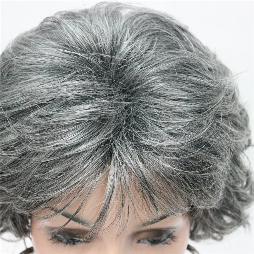 StrongBeauty женский короткий парик темно-коричневый/серебристый натуральный кудрявый парик синтетические парики
