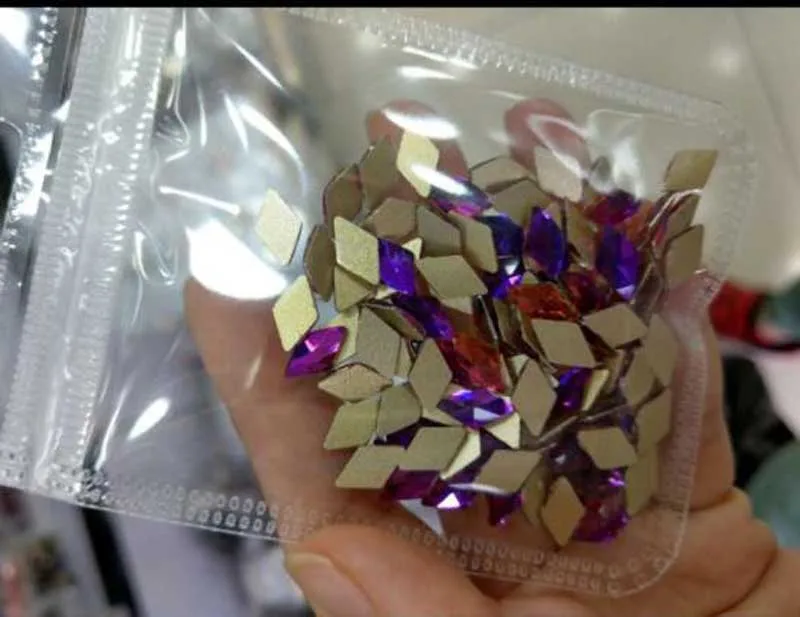 purple rhombus Аааааа, дизайн ногтей Стразы 50 шт./упак. кристально-прозрачный AB плоской формы различных типов, Каплевидная форма, Стекло камни для 3D ногти Decora - Цвет: purple rhombus