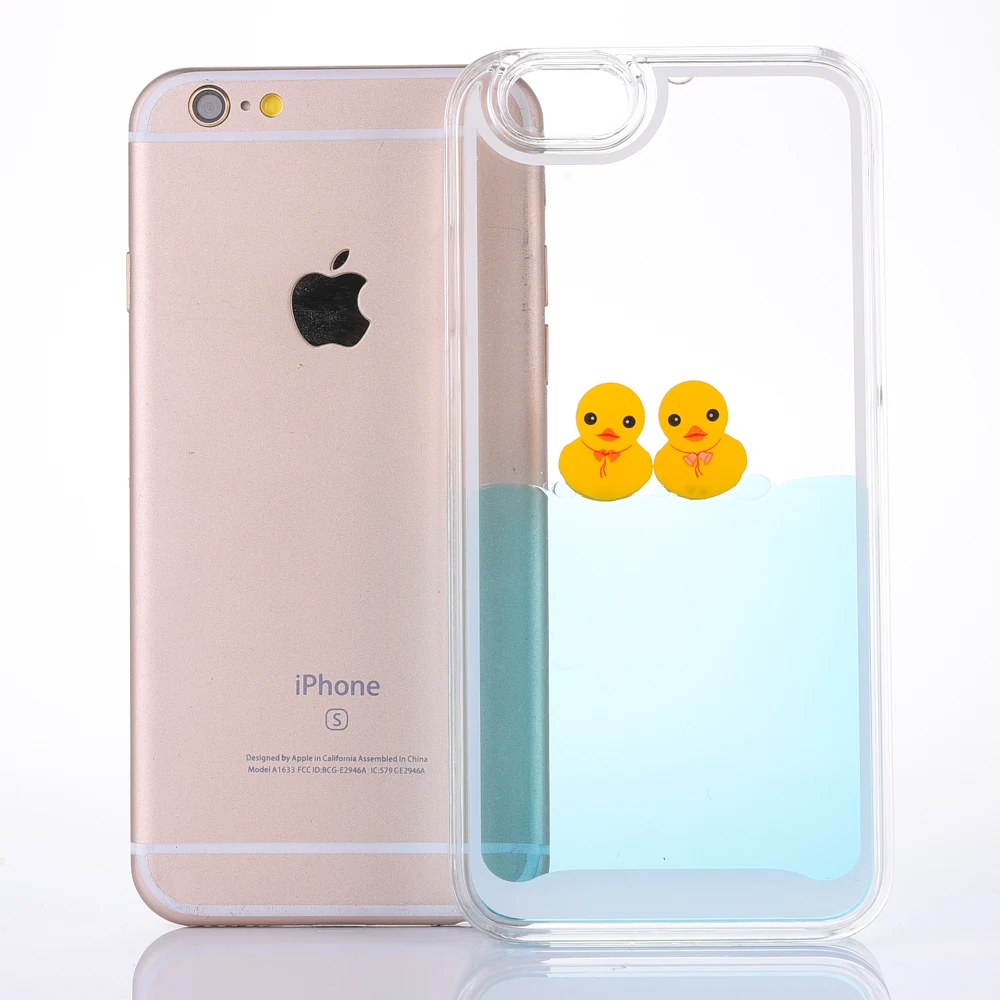 Для iPhone 6 Чехол 3D прозрачная струящаяся жидкость для плавания желтая утка задняя