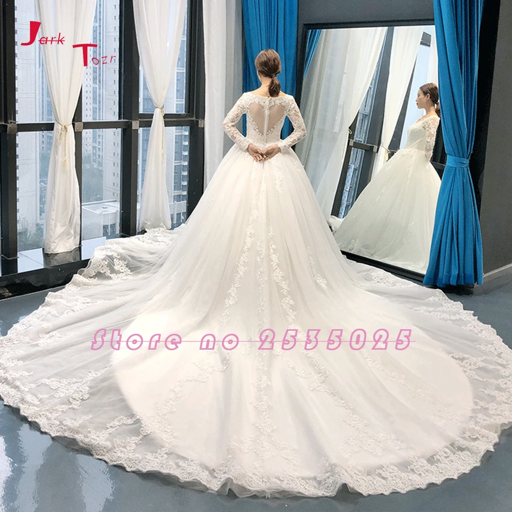 Gelinlik/роскошное свадебное платье принцессы с длинными рукавами и молнией сзади