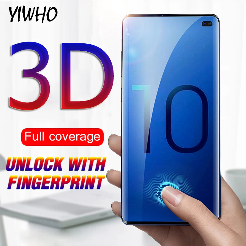 

3D Curved Full Cover 9H Tempered Glass For Samsung Galaxy S10 Plus S10E S 10 Screen Protector Film Unlock Fingerprint Sensor