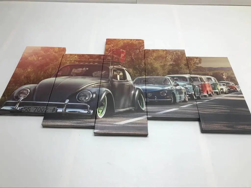 Холст стены Книги по искусству модульная Pictures Home Decor 5 шт. автомобиля Volkswagen Beetle
