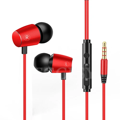 FGCLSY NEW Wired Earphone 3.5mm In-Ear Sport Headset with microphone Music Earbuds Stereo Gaming Earphone for iPhone 6 6s - Цвет: Красный